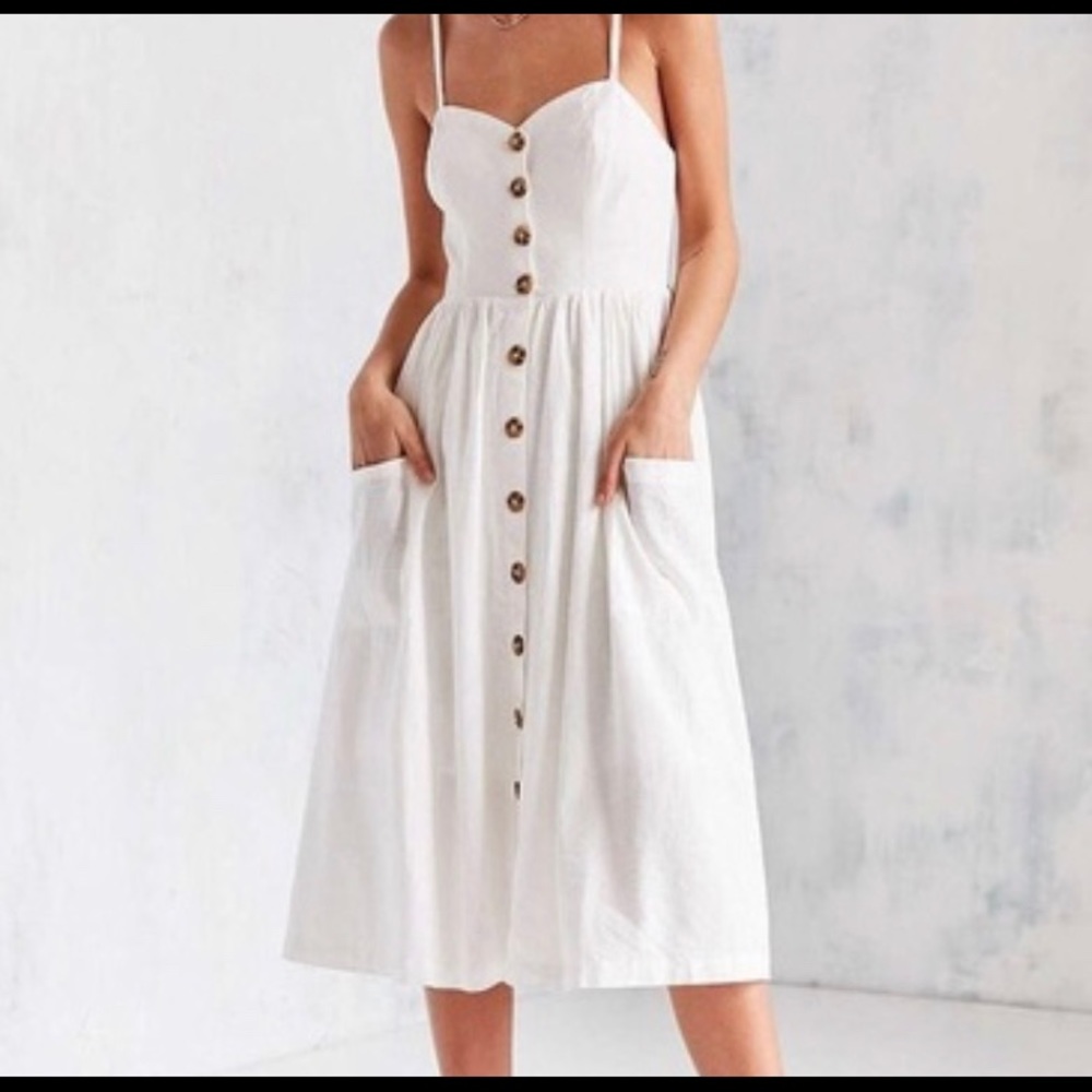 Urban Outfitters - linen button down midi dress
